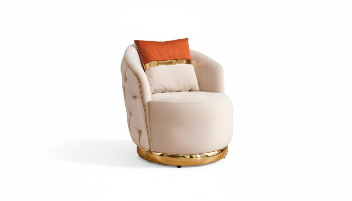 Design Sitz Luxus beige poltrona relax tessuto con braccioli in acciao INOX poltrona club