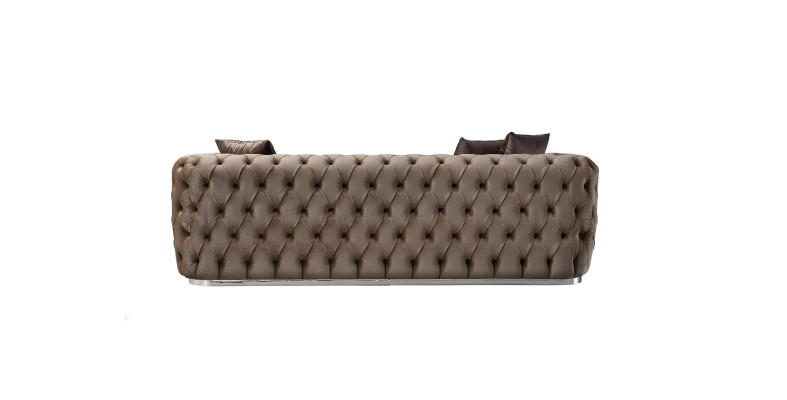 Divano a 3 posti in tessuto marrone design moderno Chesterfield.