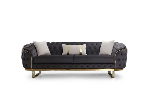 Divano design 3 posti in tessuto divano imbottito Divani Design Marrone Chesterfield