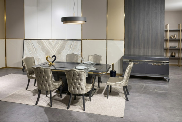 Set da pranzo Ess Gruppo tavolo 7 pezzi Set completo Tavolo da pranzo 6 sedie Set