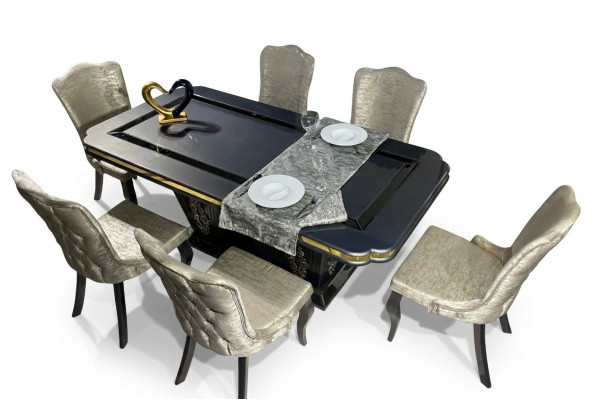 Set da pranzo Ess Gruppo tavolo 7 pezzi Set completo Tavolo da pranzo 6 sedie Set