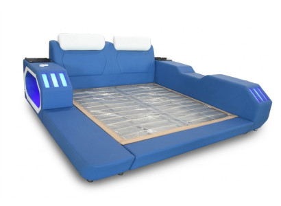 Letto multifunzionale a led di lusso design blu Hotel Doppio 180x200.