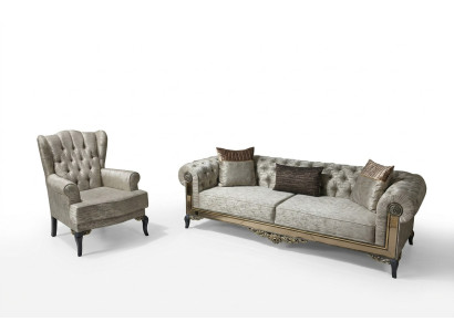 Set di divani 3+1 posti Design Sofas Rivestimento tessile Divano Relax 2 pezzi