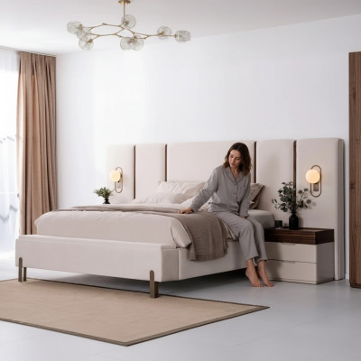 Set di mobili per camera da letto completo e lussuoso con letto, panca e 2 comodini 3 pezzi