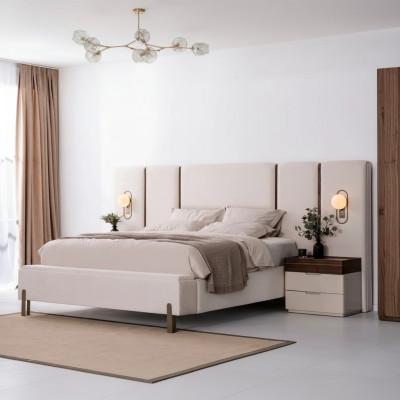 Set di mobili per camera da letto completo e lussuoso con letto, panca e 2 comodini 3 pezzi