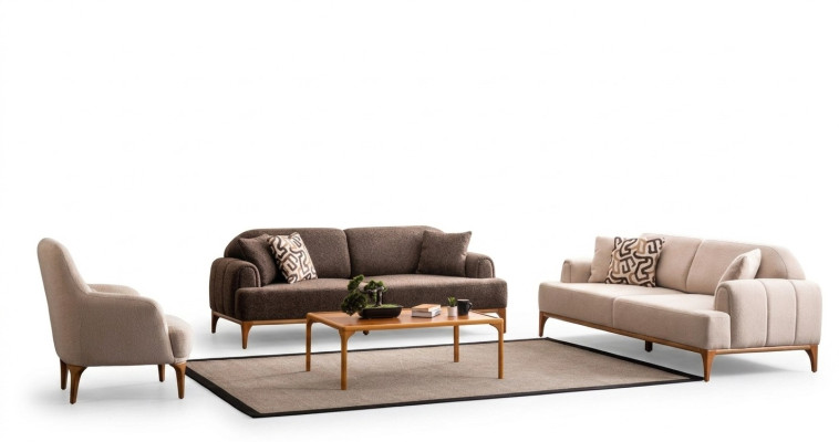Moderno set di divani color beige 3+3+1 posti per il soggiorno, set di mobili di lusso.