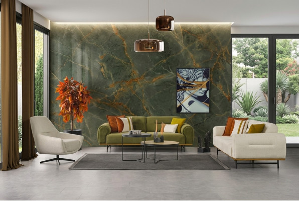 Set soggiorno design di 2 pezzi. Mobili di lusso colore beige moderni novità.