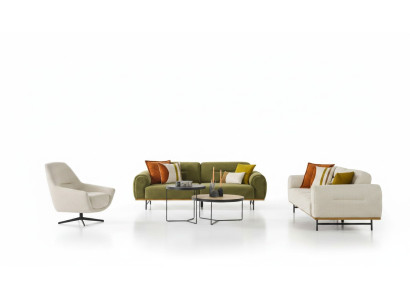 Set soggiorno design di 2 pezzi. Mobili di lusso colore beige moderni novità.