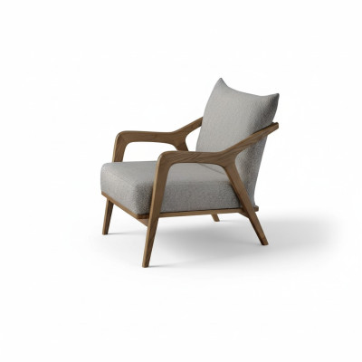 Poltrona design moderno per il soggiorno, colore grigio chiaro, stile lussuoso.