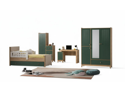 Set per la camera dei bambini composto da letto + 2 armadi + scrivania 4 pezzi.
