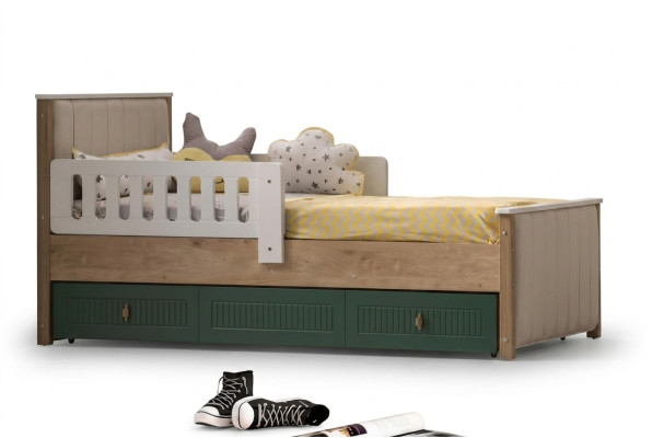 Elegante lettino per bambini 200 cm Letto per ragazzi in legno Camera da letto per bambini in stoffa Moderno