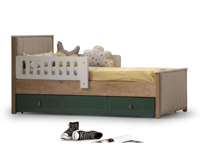 Elegante lettino per bambini 200 cm Letto per ragazzi in legno Camera da letto per bambini in stoffa Moderno