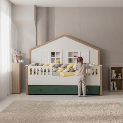 Cornice del letto per bambini 200 cm Letto Camera dei bambini Strutture del letto Legno chiaro