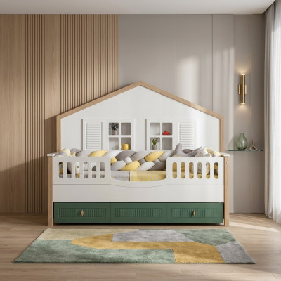 Cornice del letto per bambini 200 cm Letto Camera dei bambini Strutture del letto Legno chiaro