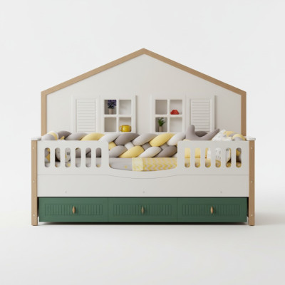 Cornice del letto per bambini 200 cm Letto Camera dei bambini Strutture del letto Legno chiaro