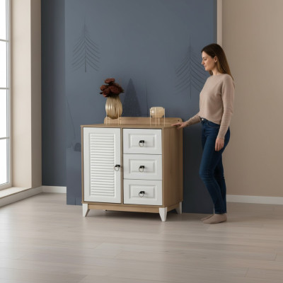 Comò per bambini perfetto 94 cm, lussuoso mobile per la cameretta, legno chiaro.