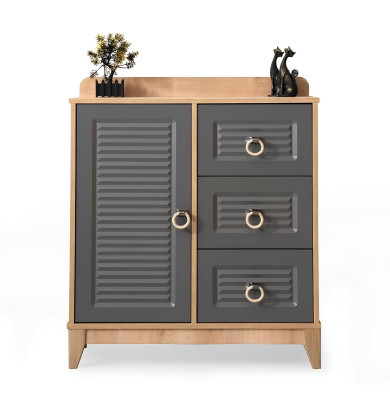 Lussuoso set di mobili per bambini per cameretta, letto per bambini grigio in legno, set di 4 pezzi