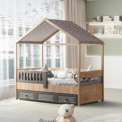 Struttura del letto per bambini 200 cm Letto per bambini in legno Montanti del letto Grigio