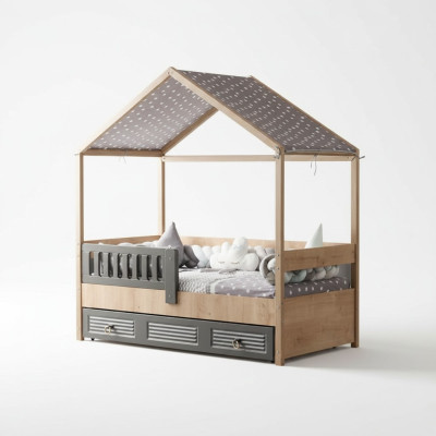 Struttura del letto per bambini 200 cm Letto per bambini in legno Montanti del letto Grigio