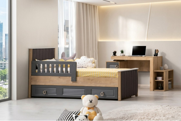 Telaio letto Letto bambini Letto Camera dei bambini Mobili per la cameretta Grigio Legno
