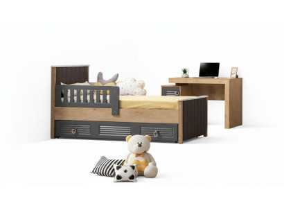 Telaio letto Letto bambini Letto Camera dei bambini Mobili per la cameretta Grigio Legno