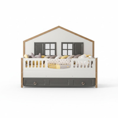 Telaio letto. Letto per bambini perfetto. Strutture letto per camera dei bambini. Legno grigio.