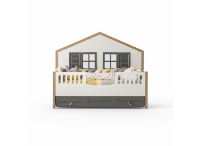 Telaio letto. Letto per bambini perfetto. Strutture letto per camera dei bambini. Legno grigio.