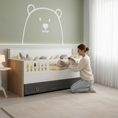 Telaio letto perfetto Letto per bambini in legno Cornici letto per bambini in grigio.