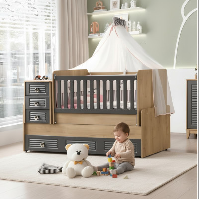 Letto per bambini elegante in legno di lusso colore grigio Mobili esclusivi nuovi