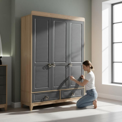 Armadio in legno grigio Design armadi camera dei bambini Rimozione