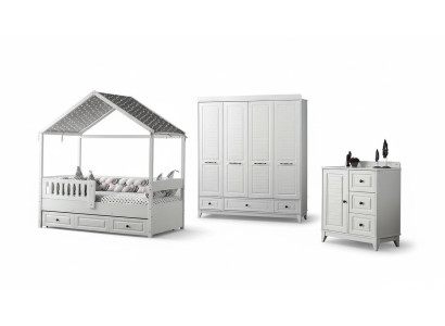 Camera da letto per ragazzi moderna completa Set di lusso per bambini 3 pezzi colore bianco nuovo eliminazione