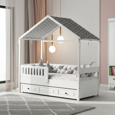 Letto per bambini Letto in legno Letto funzionale Letto estraibile 200 Legno Bianco Nuovo
