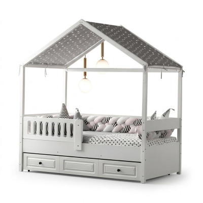 Letto per bambini Letto in legno Letto funzionale Letto estraibile 200 Legno Bianco Nuovo
