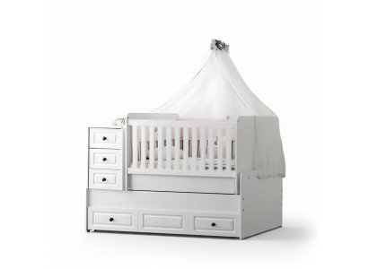 Lussuoso bianco lettino da bambino Elegante lettino in legno per la camera dei bambini nuovo