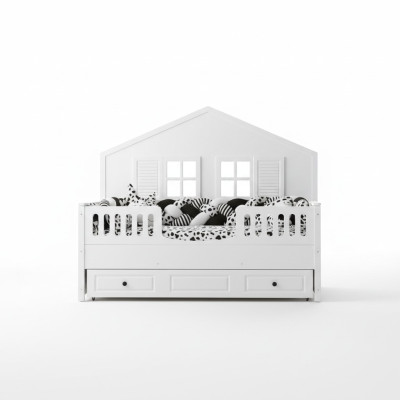 Letto per bambini Letto di legno Letto funzionale Estraibile Bianco Legno Letto 90 x 200