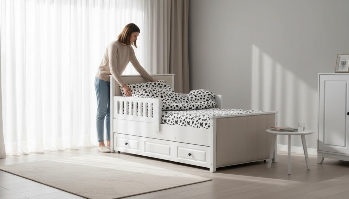 Lettino per bambini Letto in legno Letto funzionale Letto estraibile 200 Legno Bianco