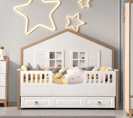 Set camera da letto per bambini moderna Letto Armadio Scrivania Luminosa 4 pezzi Nuovo