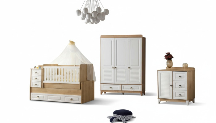 Set completo per la cameretta dei bambini Letto Armadio Cassettiera Luminoso 3 pezzi Nuovo