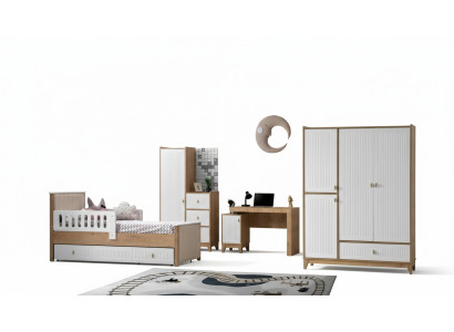 Set camera da letto per bambini completo Letto 2x Armadio tavolo Leggero 4 pezzi Nuovo