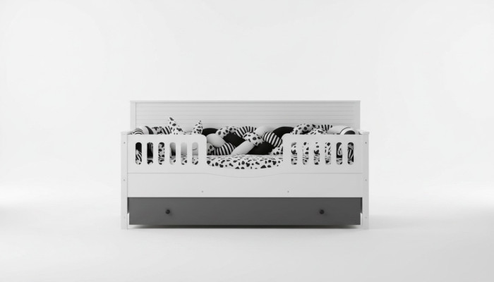 Letto per bambini luminoso. Arredo elegante per la perfetta camera dei bambini.