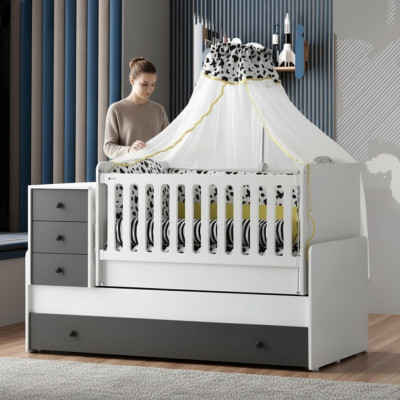 Letto per bambini moderno Letto in legno Letto funzionale Letto estraibile 200 Legno Bianco