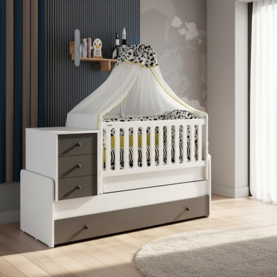 Letto per bambini moderno Letto in legno Letto funzionale Letto estraibile 200 Legno Bianco