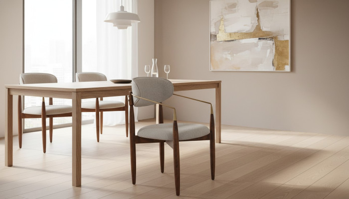 Sedia da cucina bianca perfetta in stile lusso con gambe marroni.