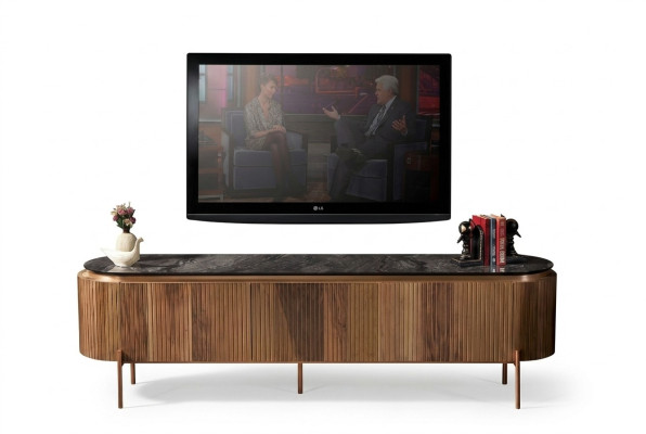 Elegante mobile porta TV marrone, lussuoso e di design per il soggiorno, novità.