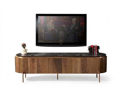 Elegante mobile porta TV marrone, lussuoso e di design per il soggiorno, novità.
