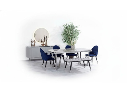 Sala da pranzo Set composto da tavolo da pranzo 4 sedie specchio credenza panca 8 pezzi