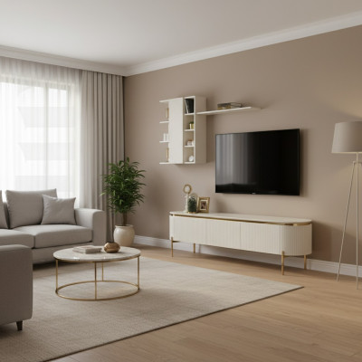 2 pezzi Set soggiorno Composto da mobile TV a basso+Wandschrank con mensola nuovo