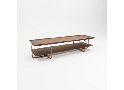 Tavolino da salotto in legno marrone per salotto con piedini in acciaio inox - Tavolino elegante