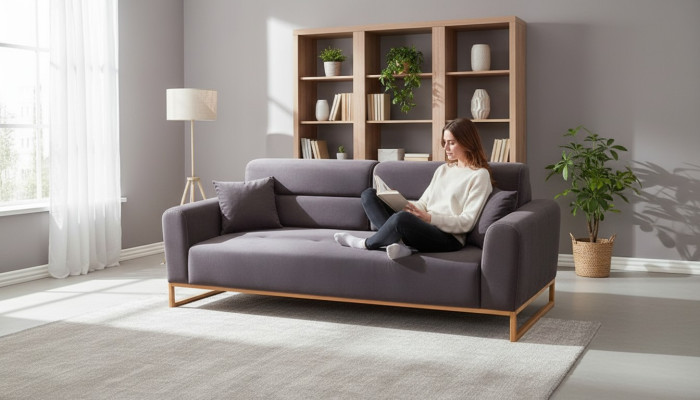 Marrone imbottitura divano da 3 posti design esclusivo soggiorno - divano a 3 posti.