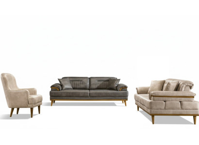 Set di divani da soggiorno di design in stile lussuoso, composto da 3 posti, 3 posti e 1 posto - Set di 3 pezzi.